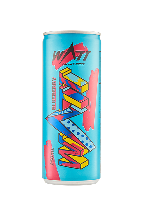 Kékáfonya ízű cukros WATT energiaital
